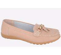 Boulevard Women's L 748 Leather Tassel Loafer Shoes (Beige, UK Footwear Size System, Adult, Women, Numeric, Wide, 8)