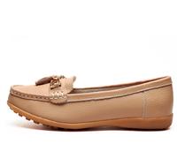 Boulevard Kacie Tassle Womens Loafer Shoes | Slip On Shoes | Beige | UK Size 5