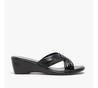 Boulevard Kaleigh Womens Patent PU Slip-On Comfort Black Matt/Patent Sandals