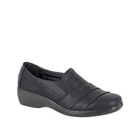 Boulevard L 401 Ladies' Twin Gusset Ruched Black Slip On Casual Shoes