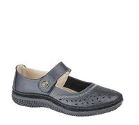 Boulevard L408 Casual Wide Fitting Touch Fastening Perforated Bar Shoes Black L