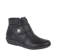 Boulevard L 444 Ladies' Wide Ee Fit Touch Fastening Zip Up Black Ankle Boots