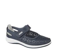 Boulevard L 9552 Touch Fastening Window Back Punched Bar Shoes - Navy - 3 UK