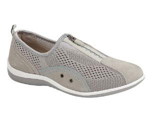 Boulevard L372 Zip/Elastic Gusset Leisure Casual Trainer Shoes Grey Textile Mes