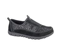 Boulevard L376AS Women's Black Real Suede Extra Wide Fit Centre Zip Shoes