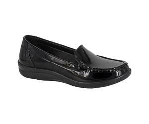 Boulevard L381AP Ladies Black Patent PU Twin Gusset Casual Shoes