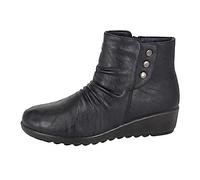 Boulevard L400A-8 Womens Wedge Heel Ankle Boots Black size 8 UK