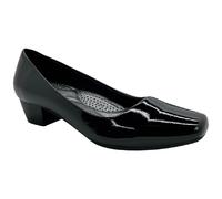 Boulevard L402 Plain Mid Low Heel Plain Court Office Shoes Black Patent