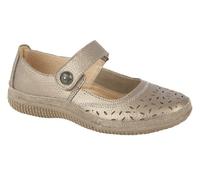 Boulevard Womens/Ladies Wide Fitting Touch Fastening Perforated Bar Shoes (4 UK) (Bronze)