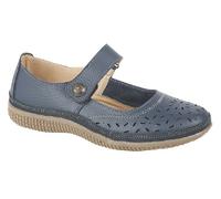 Boulevard L408 Casual Wide Fitting Touch Fastening Perforated Bar Shoes Navy Le