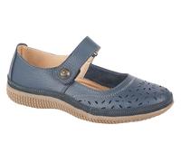 Boulevard Ontario Perforated Bar Leather Womens Shoes Trainers, Size 6 In Navy