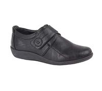 Boulevard L429A Ladies Wide-Fit Touch Fasten Shoes Black