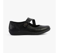 Boulevard Ladies Womens Flat Touch Fastening Wide EE Fit Bar Shoes Includes Free Pair of UBERSHOES Insoles (3 UK, Black)