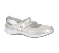 Ladies Mary Jane Sandals Flat Pumps EEE Wide Fit Comfort Bar Shoes UK Size 3-9 (Silver, UK 5 / EU 38 - Ladies)