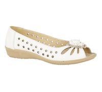 Boulevard L515 Ladies Punched Open Toe Flower Trim Casual Shoes POST FREE
