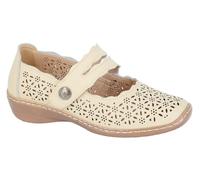 Boulevard L641 Ladies Leather Comfort Fit Touch Fastening Perforated Bar Shoes