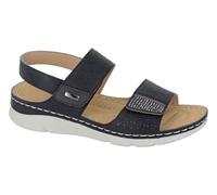 Boulevard L844 Ladies Womens Twin Touch Fastening Sling Back Sandal (Black PU, UK Footwear Size System, Adult, Women, Numeric, Medium, 3)