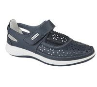 Boulevard Womens/Ladies Wide Fitting Window Back Punched Bar Shoes (5 UK) (Navy)
