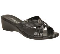 Boulevard Helena X-Strap Mule Sandals Womens | Sandals | Black Matt/Patent | UK Size 8