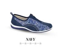 Boulevard Ladies Casual Shoes Padded Sparkle Comfort Zip Fastening Trainer UK3-9