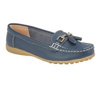 Boulevard Ladies Real Leather Tassel Slip On Moccasin Flat Boat Shoes Loafers