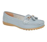 Boulevard Ladies Real Leather Tassel Slip On Moccasin Flat Boat Shoes Loafers