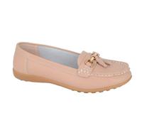 Boulevard Ladies Real Leather Tassel Slip On Moccasin Flat Boat Shoes Loafers