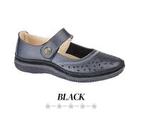Boulevard Ontario Perforated Bar Leather Womens Shoes Trainers, Size 9 In Black