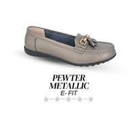 Boulevard Ladies Wide Loafers E + EEE Fit Smart Office Leather Saddle Shoes Girl