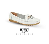 Boulevard Ladies Wide Loafers E + EEE Fit Smart Office Leather Saddle Shoes Girl