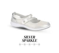 Boulevard Ladies Mary Jane Sandals Flat Pumps EEE Wide Fit Comfort Bar Shoes UK Size 3-9 (Silver, UK 6 / EU 39 - Ladies)