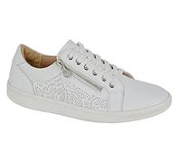 Boulevard Ladies Womens L832 Soft Leather Lace & Zip Leisure Shoe Sizes 3 to 9 (White Soft Leather, UK Footwear Size System, Adult, Women, Numeric, Medium, 8)