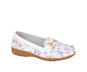 Boulevard Lorna Leather Womens Loafer Shoes | Slip On Shoes | White | UK Size 8