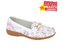 Boulevard Lorna Womens Loafers | Slip On Shoes | White | UK Size 3