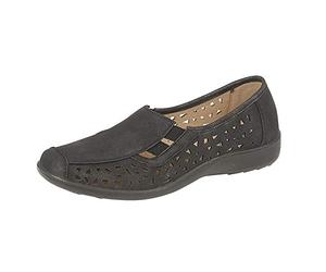 Boulevard Marsha Ladies Cut-Out Slip-On Shoes Black UK 7