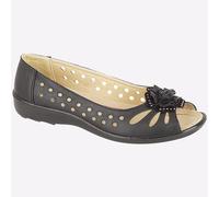 Boulevard Mia Flower Womens | Slip On Shoes | Black | UK Size 3