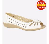 Boulevard Womens/Ladies Punched Open Toe Flower Casual Shoes (3 UK) (White)
