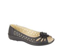 Boulevard Mia Flower Womens Shoes | Slip On Shoes | Black | UK Size 4