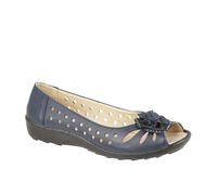 Boulevard Mia Flower Womens Shoes | Slip On Shoes | Navy Blue | UK Size 4