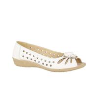 Boulevard Mia Flower Womens Shoes | Slip On Shoes | White | UK Size 5