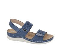 Boulevard L844 Ladies Womens Twin Touch Fastening Sling Back Sandal (Blue Metallic PU, UK Footwear Size System, Adult, Women, Numeric, Medium, 8)