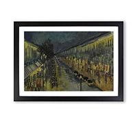 Boulevard Montmartre at Night by Camille Pissarro Framed Print | A2 Black Framed Wall Art | Ready to Hang | Modern Nature Picture | Living Room Bedroom Lounge Office