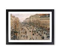 Boulevard Montmartre by Camille Pissarro Framed Wall Art Print A2 Black