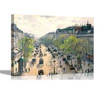 Boulevard Montmartre Spring By Camille Pissarro Canvas Prints Framed Wall Art Home Wall Decor STretched Ready to Hang Large 86 x 61cm (34 x 24 inches)