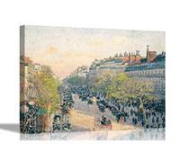 Boulevard Montmartre Sunset Camille Pissarro Canvas Prints Framed Wall Art Home Wall Decor STretched Ready to Hang Large 86 x 61cm (34 x 24 inches)