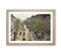 Boulevard Montmartre Vol.3 by Camille Pissarro Framed Print | A2 Oak Framed Wall Art | Ready to Hang | Modern Nature Picture | Living Room Bedroom Lounge Office