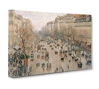 Boulevard Montmartre Vol.4 By Camille Pissarro Canvas Print | Gallery Wrapped 30mm Frame Wall Art | 30x20 inches | Ready to Hang | Impressionist Picture | Living Room Bedroom Lounge Office