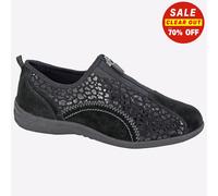 Boulevard Montpellier Leisure Leather Womens Trainers, Size 3 In Black