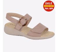 Boulevard L396BE-3 Womens Twin Touch Fastening Low Edge Heel Sandals Nude PU, size 3