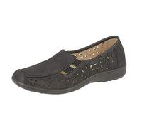 Boulevard: Nubuck Summer Casual Shoes - Perforated Design, Black, Size 4 UK